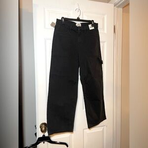 Jordache Woman’s Black Cargo Jeans Size 6 Wide Leg NWT Utility Carpenter Loop